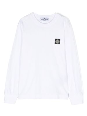 Stone Island Junior logo-patch thin sweatshirt - White