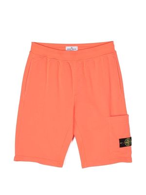 Stone Island Junior logo-patch track shorts - Orange