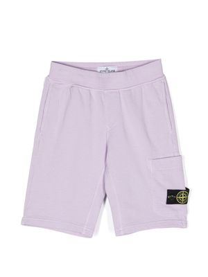 Stone Island Junior logo-patch track shorts - Purple