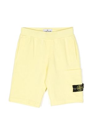 Stone Island Junior logo-patch track shorts - Yellow