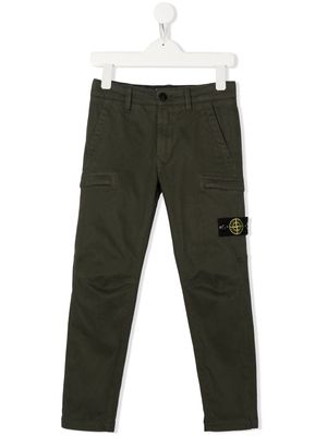 Stone Island Junior logo-patch trousers - Green