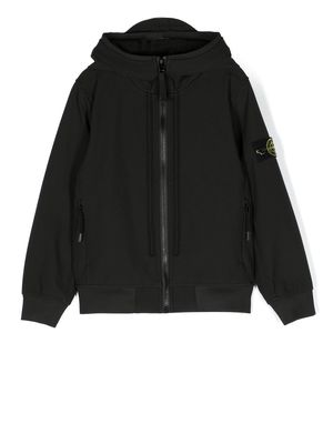 Stone Island Junior logo-patch zip-up jacket - Black