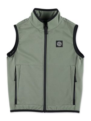 Stone Island Junior logo-patch zipped gilet - Green