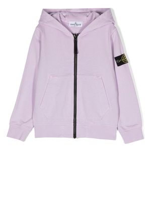 Stone Island Junior logo-patch zipped hoodie - Purple