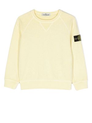Stone Island Junior logo-plaque cotton sweatshirt - Yellow