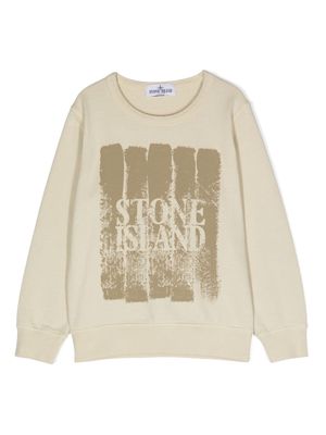 Stone Island Junior logo-print cotton sweatshirt - Neutrals