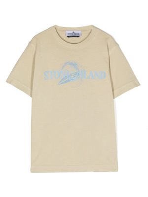 Stone Island Junior logo-print cotton T-shirt - Neutrals