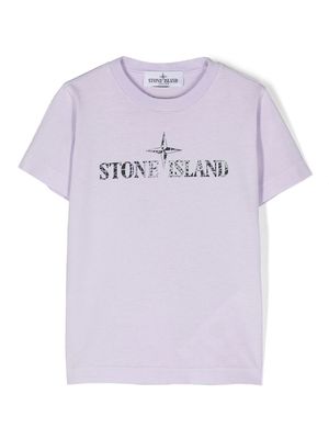 Stone Island Junior logo-print cotton T-Shirt - Purple