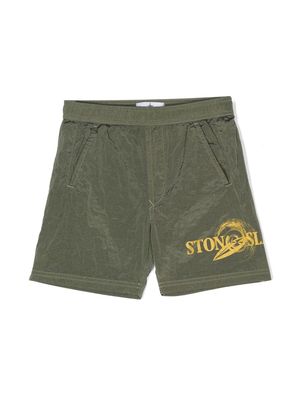 Stone Island Junior logo-print swim shorts - Green