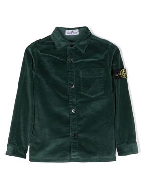 Stone Island Junior long-sleeve corduroy shirt - Green