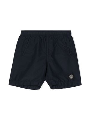 Stone Island Junior Navy Blue Swim Shorts With Logo Patch