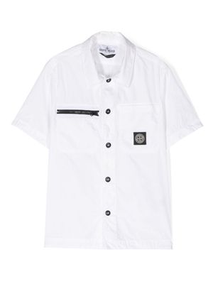 Stone Island Junior poplin short-sleeve shirt - White