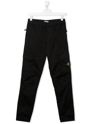 Stone Island Junior side logo-patch detail trousers - Black