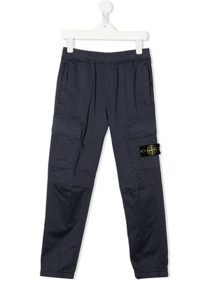 Stone Island Junior side logo-patch detail trousers - Blue