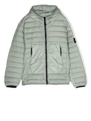 Stone Island Junior sleeve-patch hooded puffer jacket - Neutrals