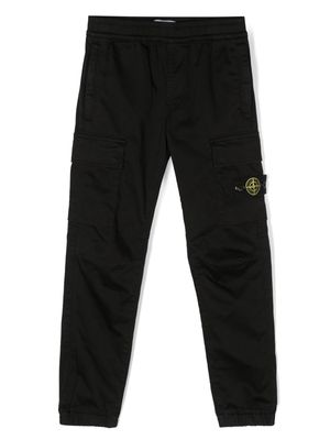 Stone Island Junior tapered-leg cargo track pants - Black