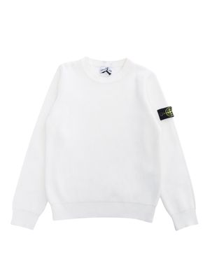 Stone Island Junior White Sweater With Logo