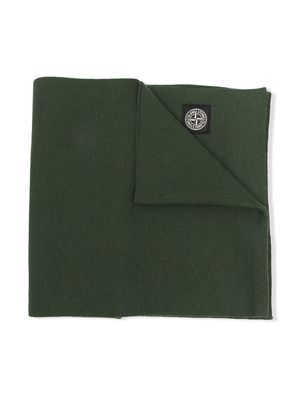 Stone Island Junior wool-knit compass-patch scarf - Green