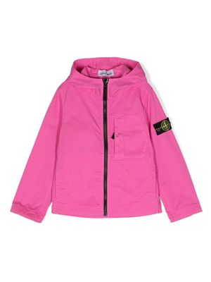 Stone Island Junior zip-up hooded twill jacket - Pink