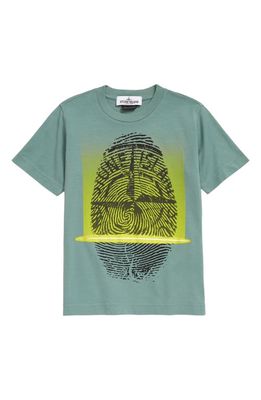 Stone Island Kids' Finger Scan Graphic Tee in V0055 Sage