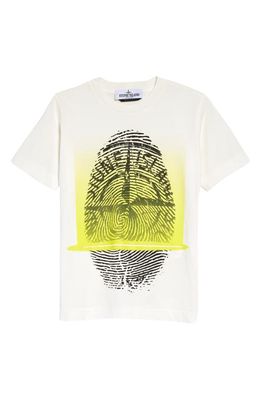 Stone Island Kids' Finger Scan Graphic Tee in V0099 Natural