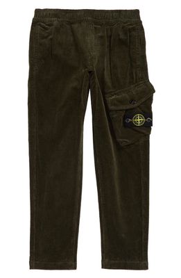 Stone Island Kids' Logo Patch Pocket Corduroy Pants in V0058 Olive