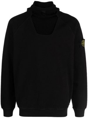 Stone Island knitted panel cotton-blend hoodie - Black