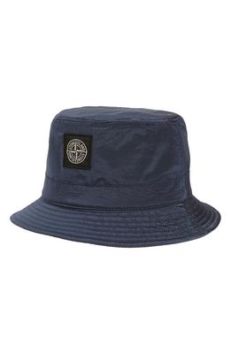 Stone Island Logo ECONYL® Nylon Bucket Hat in Dark Blue