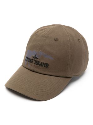 Stone Island logo-embroidered cotton baseball cap - Green