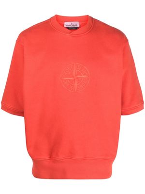 Stone Island logo-embroidered cotton jersey sweatshirt - Orange