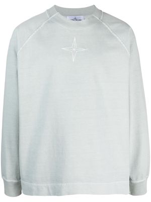 Stone Island logo-embroidered cotton sweatshirt - Blue