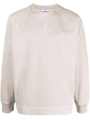 Stone Island logo-embroidered cotton sweatshirt - Neutrals