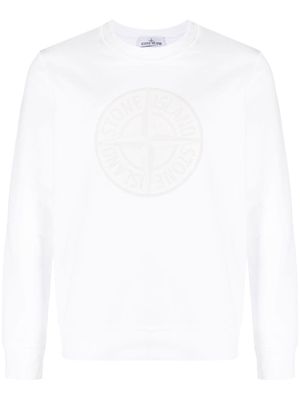 Stone Island logo-embroidered cotton sweatshirt - White