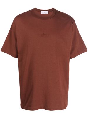 Stone Island logo-embroidered cotton T-shirt - Brown