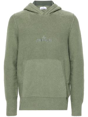 Stone Island logo-embroidered knitted hoodie - Green