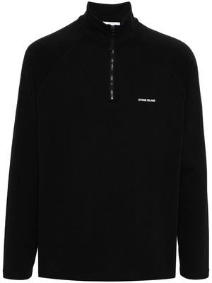 Stone Island logo lettering zip-up sweatshirt - Black