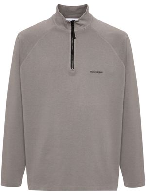Stone Island logo lettering zip-up sweatshirt - Grey