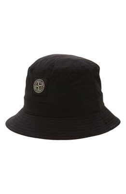 Stone Island Logo Patch Bucket Hat in Black