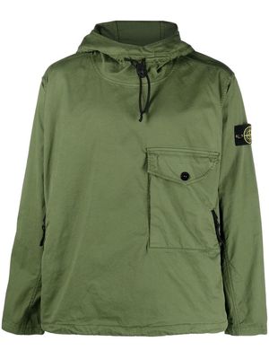 Stone Island logo-patch cotton hooded jacket - Green