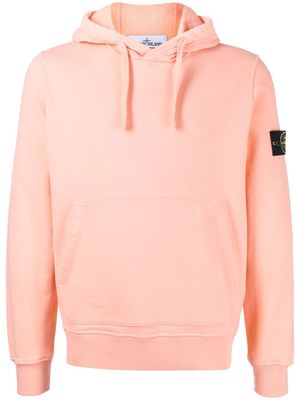 STONE ISLAND logo-patch cotton hoodie - Pink