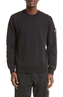 Stone Island Logo Patch Cotton Sweatshirt in Black