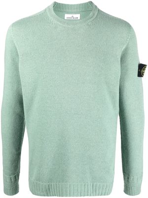 Stone Island logo patch crew neck knitted sweater - Green