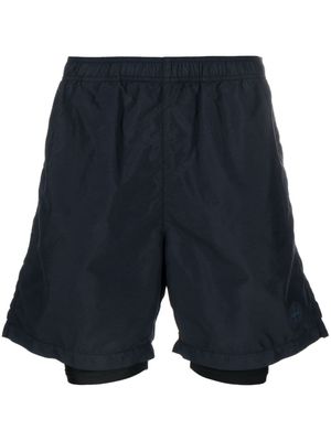 Stone Island logo-patch double-layer shorts - Blue