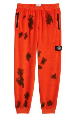 Stone Island Logo Patch Hand Dyed Fleece Joggers in Orange Red