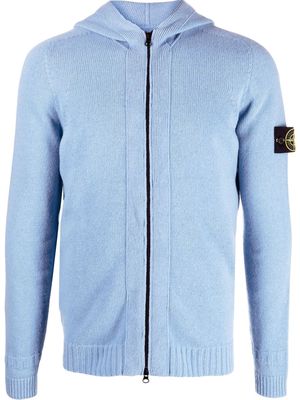 Stone Island logo-patch knitted hoodie - Blue