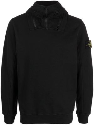 Stone Island logo-patch long-sleeve hoodie - Black