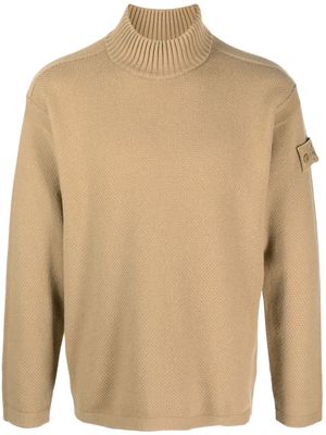 Stone Island logo-patch roll-neck jumper - Brown