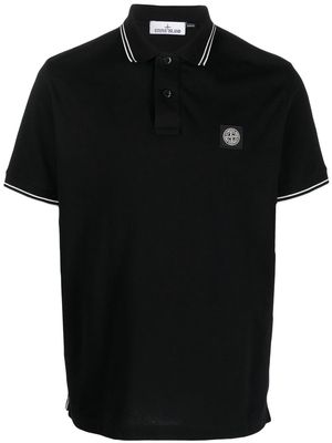 Stone Island logo-patch short-sleeved polo shirt - Black