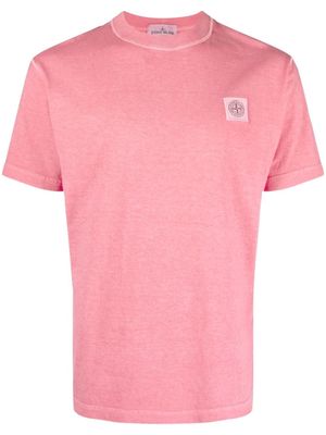 Stone Island logo-patch short-sleeved T-shirt - Pink