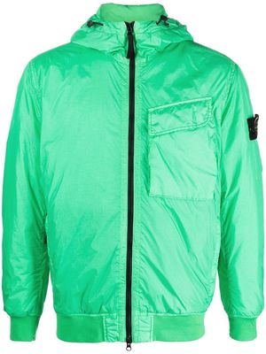 Stone Island logo-patch sleeve hooded jacket - Green